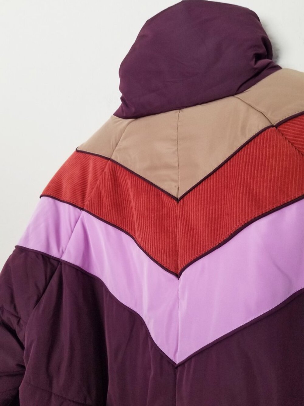 NEW Free People Heidi Ski Puffer Jacket XS in Wine Purple Retro Colorblock $128 - Picture 10 of 16
